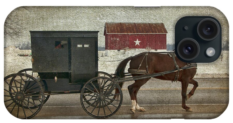 Amish iPhone Case featuring the photograph Amish Horse and Buggy and The Star Barn by David Arment