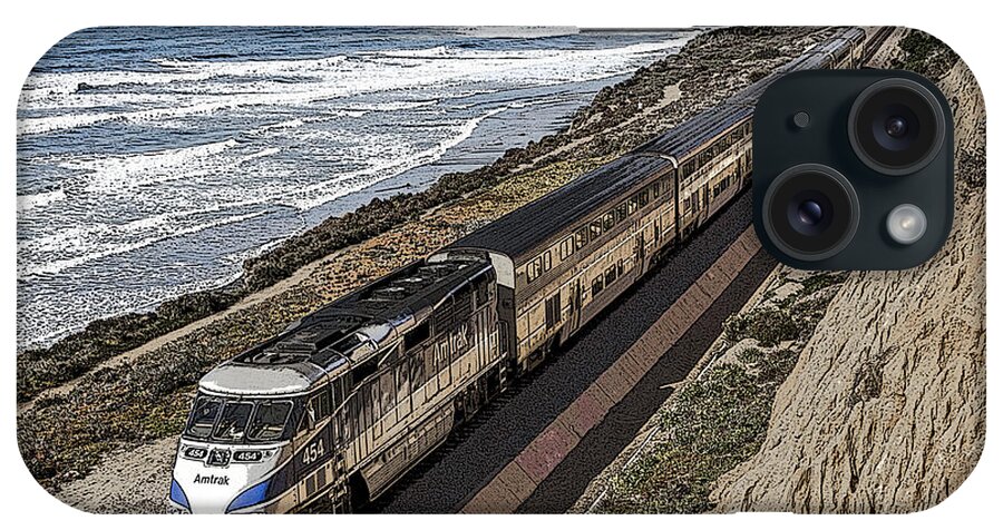 Amtrak iPhone Case featuring the digital art Amtrak by the Ocean by Photographic Art by Russel Ray Photos
