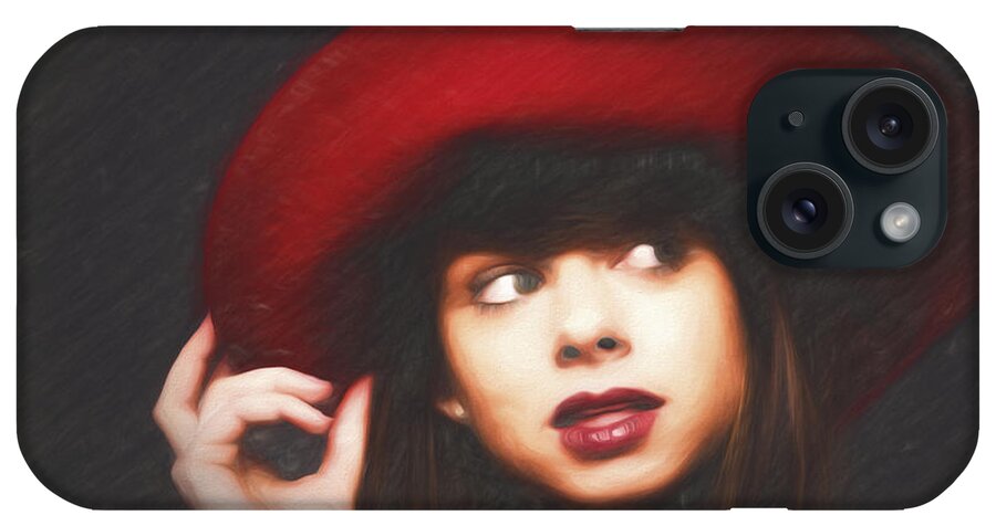 Fine Art Photograph iPhone Case featuring the photograph AMY and THE RED HAT ... by Chuck Caramella
