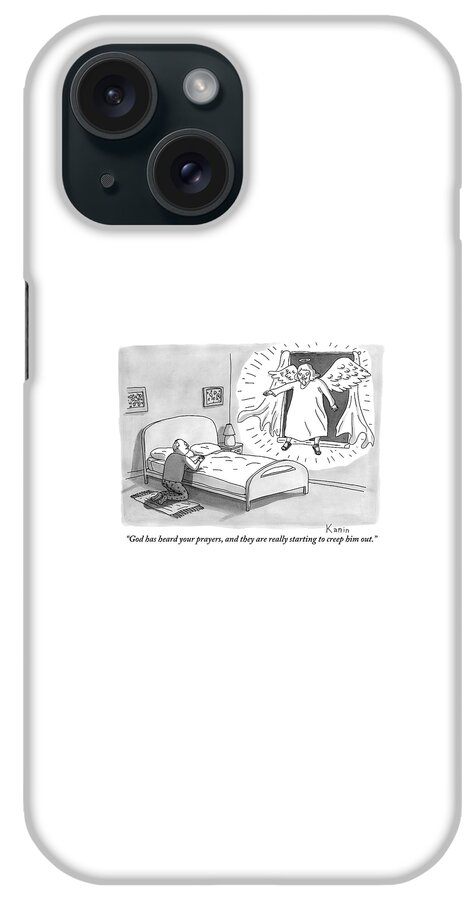 An Angel Is Hovering In The Window Of A Man iPhone Case