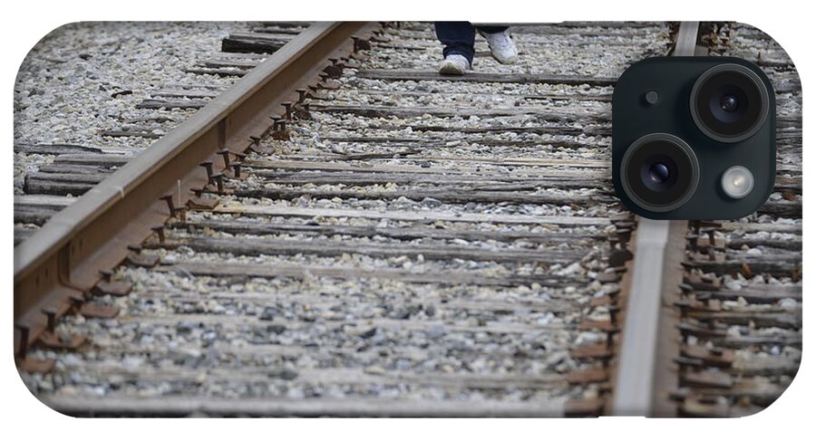 An Inspection Failure Of Train Tracks iPhone Case featuring the photograph An Inspection Failure Of Train Tracks 1 by Paddy Shaffer