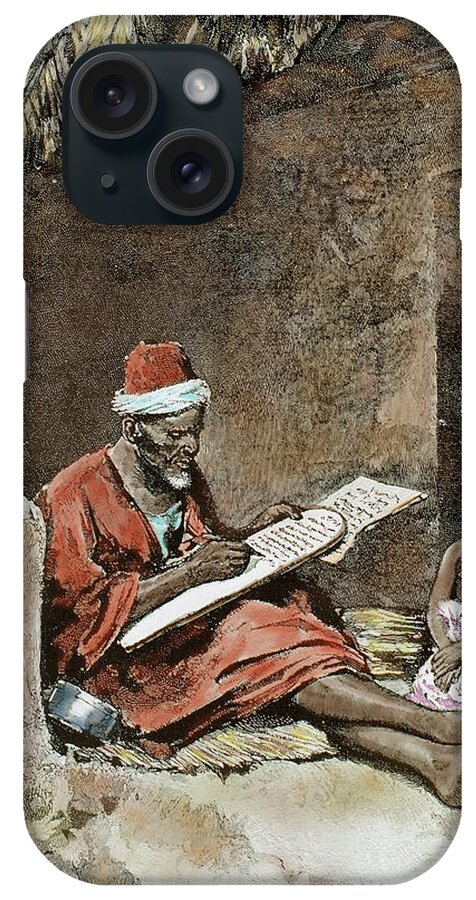 1893 iPhone Case featuring the photograph An Old Man Teach To Write A Child by Prisma Archivo
