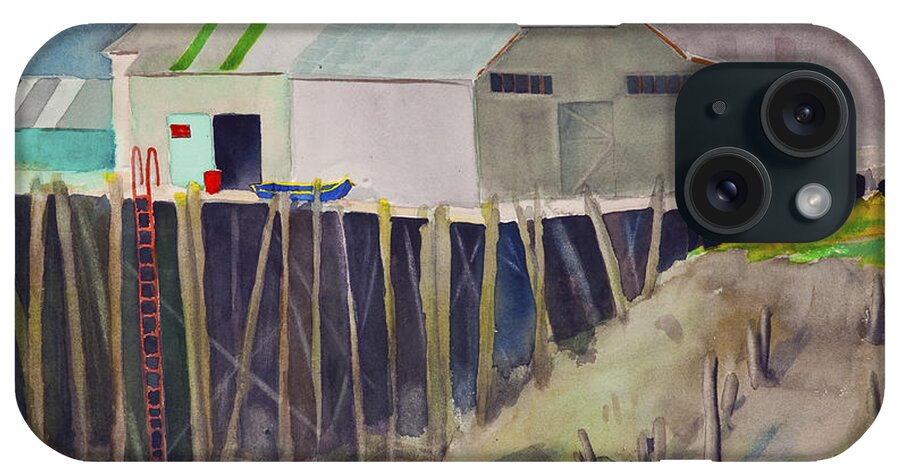 Dock iPhone Case featuring the painting Anchorage Dock 1980s by Teresa Ascone