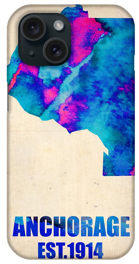 Anchorage iPhone Case featuring the painting Anchorage Watercolor Map by Naxart Studio