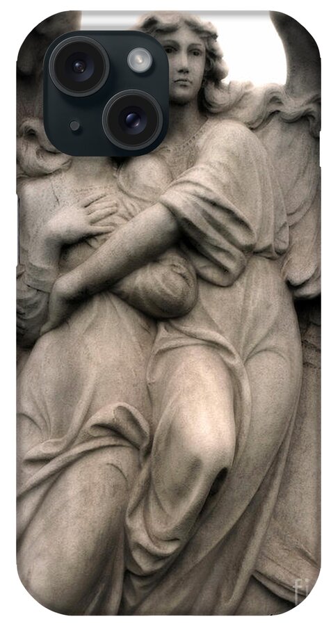 Angels iPhone Case featuring the photograph Angel Photography Guardian Angels Loving Embrace by Kathy Fornal