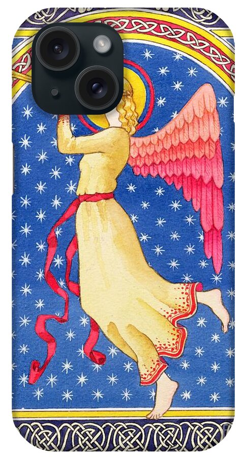 Angel iPhone Case featuring the painting Angel Blowing Trumpet by Lavinia Hamer