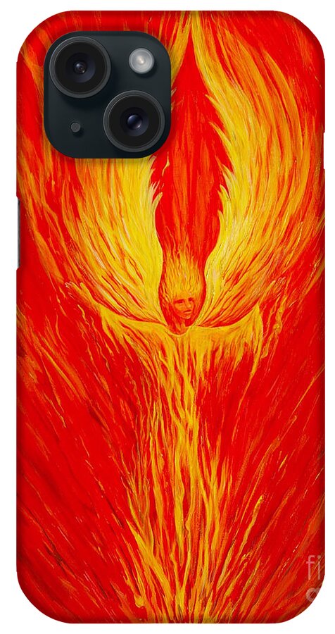Angel iPhone Case featuring the painting Angel Fire by Nancy Cupp