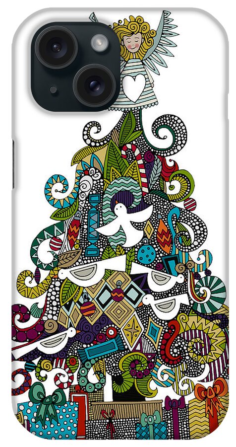 Angel iPhone Case featuring the drawing Angel Tree by MGL Meiklejohn Graphics Licensing
