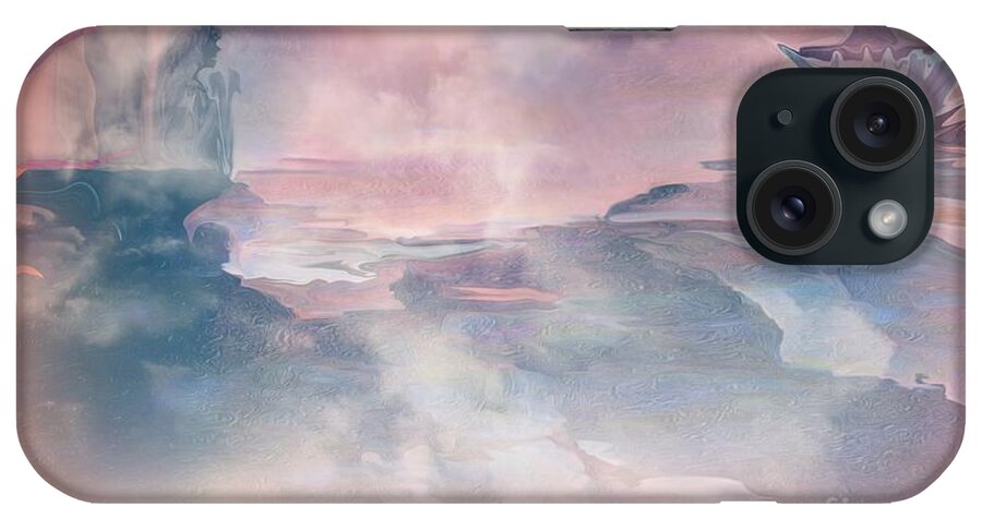 Angels iPhone Case featuring the painting Angels Guarding The Sea of Serenity by Sherri's - Of Palm Springs
