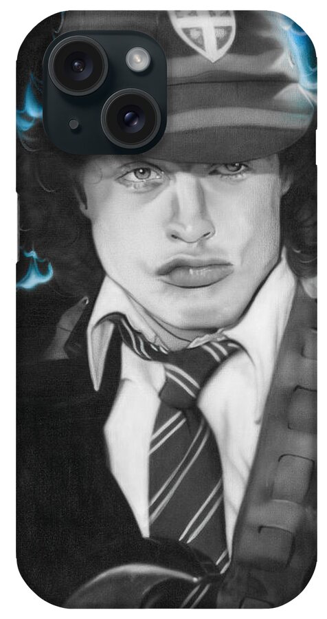Angus Young iPhone Case featuring the painting Angus by Christian Chapman Art