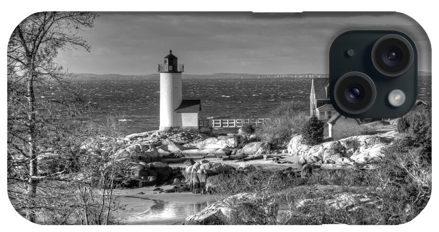 Annisquam Lighthouse iPhone Case featuring the photograph Annisquam Lighthouse Black and White by Liz Mackney