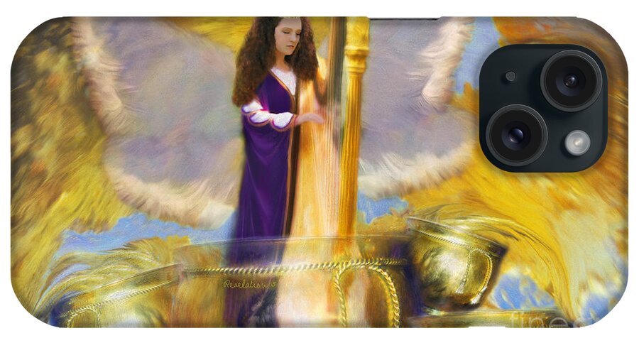 Angel iPhone Case featuring the digital art Angel Harp and Bowl by Constance Woods