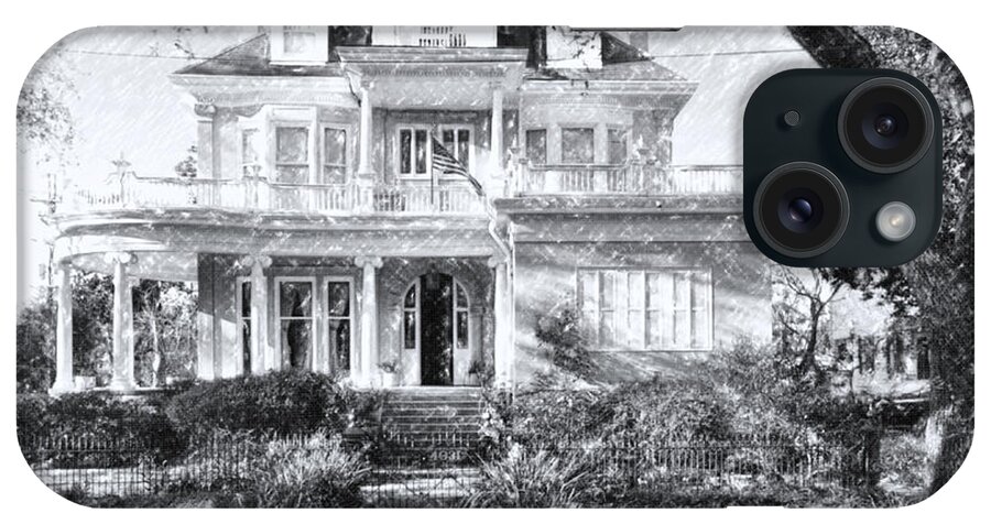 House iPhone Case featuring the photograph Anthemion at 4631 St Charles Ave. New Orleans Sketch by Kathleen K Parker