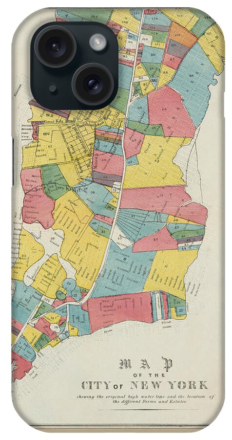 New York City iPhone Case featuring the drawing Antique Map of New York City by George Hayward - 1852 by Blue Monocle