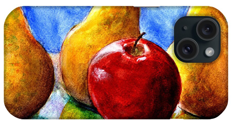 Apple iPhone Case featuring the painting Apple and Three Pears Still Life by Lenora De Lude