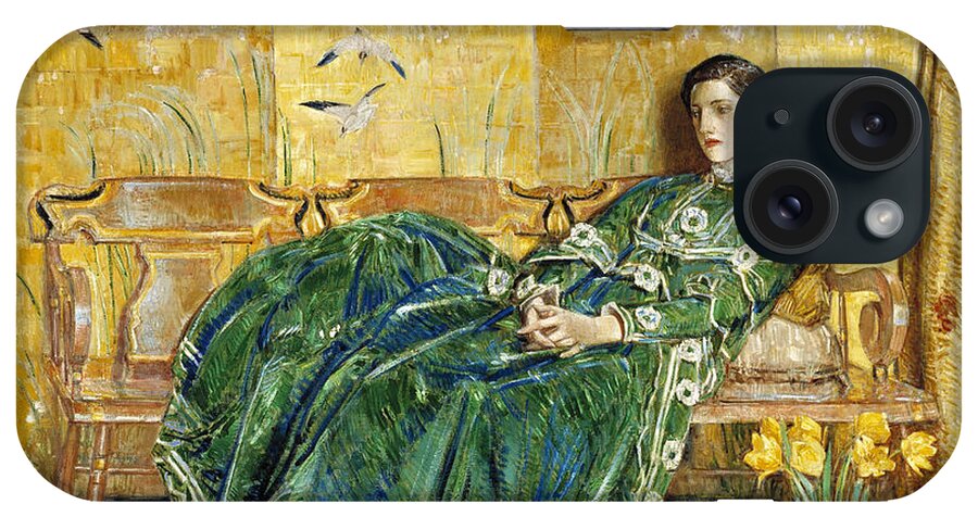 Childe Hassam iPhone Case featuring the painting April. The Green Gown  by Childe Hassam