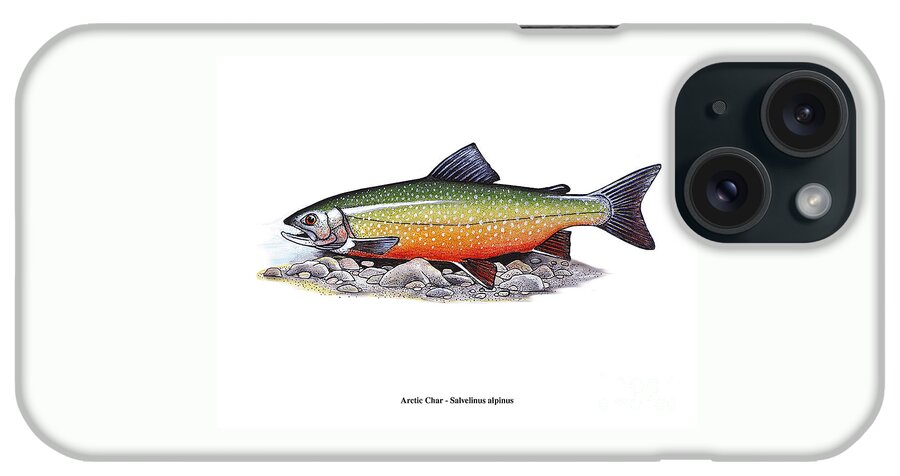 Fish iPhone Case featuring the mixed media Arctic Char Male by Art MacKay