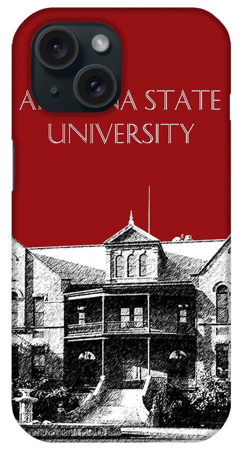 University iPhone Case featuring the digital art Arizona State University - The Old Main Building - Dark Red by DB Artist