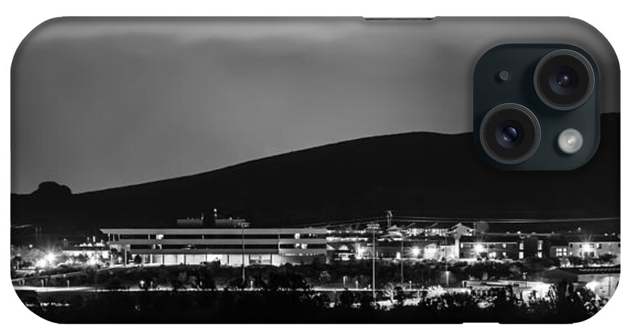 2013 iPhone Case featuring the photograph As AC1 goes dark the library lights up by Alan Marlowe