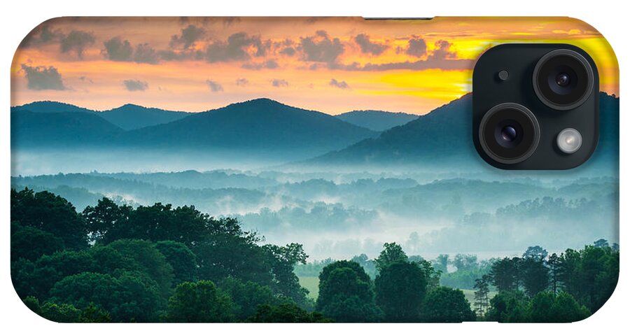 Asheville Nc iPhone Case featuring the photograph Asheville NC Blue Ridge Mountains Sunset - Welcome to Asheville by Dave Allen