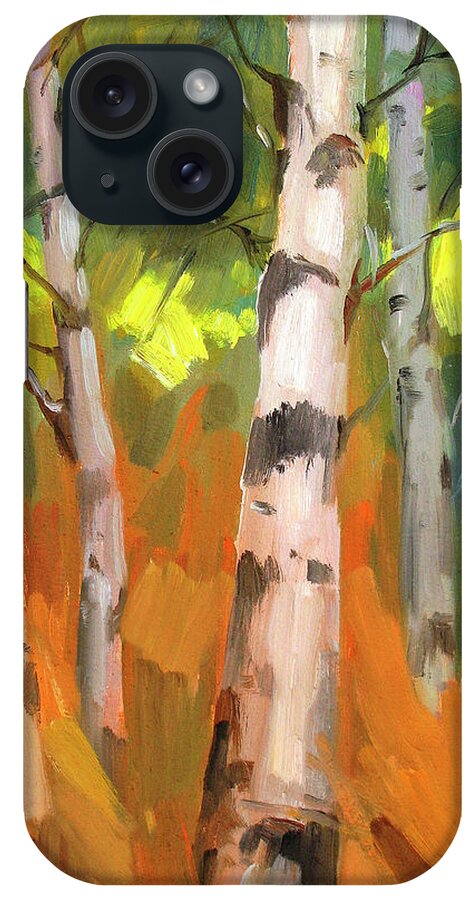 Aspen Trees iPhone Case featuring the painting Aspen Trees by Diane McClary