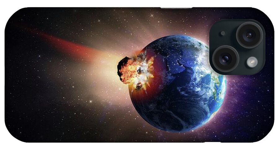 Armageddon iPhone Case featuring the photograph Asteroid Impacting Earth by Andrzej Wojcicki/science Photo Library
