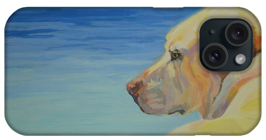 Yellow Lab iPhone Case featuring the painting At Peace by Kimberly Santini