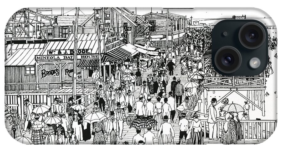 Atlantic City iPhone Case featuring the drawing Atlantic City Boardwalk 1890 by Ira Shander