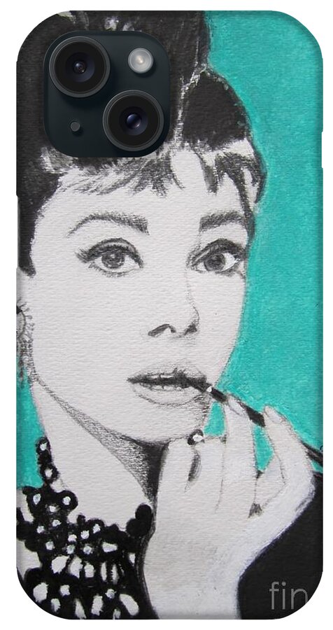 Audrey Hepburn iPhone Case featuring the painting Audrey by Denise Railey