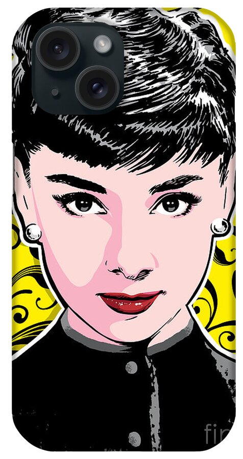 Actress iPhone Case featuring the digital art Audrey Hepburn Pop Art by Jim Zahniser