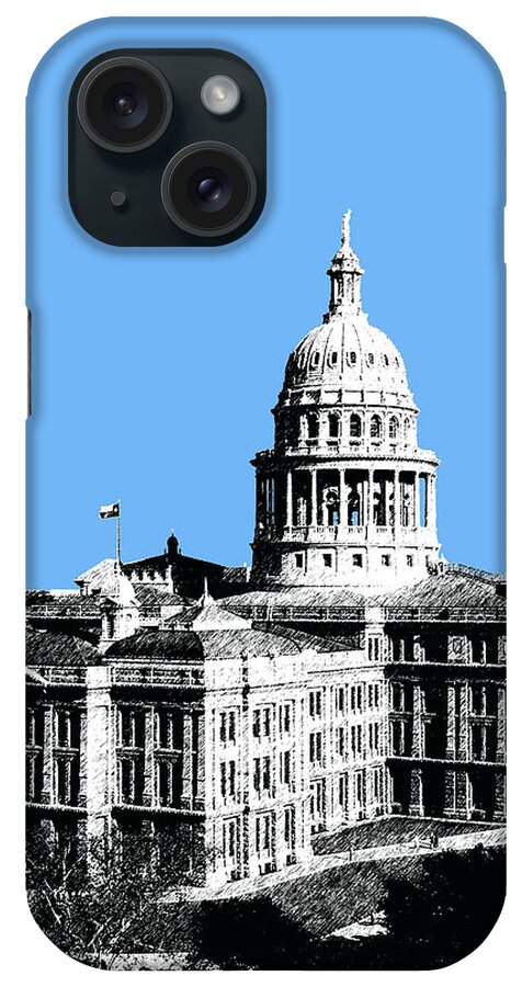 Architecture iPhone Case featuring the digital art Austin Texas Capital - Sky Blue by DB Artist