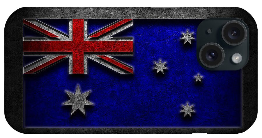 Abstract iPhone Case featuring the digital art Australian Flag Stone Texture by Brian Carson