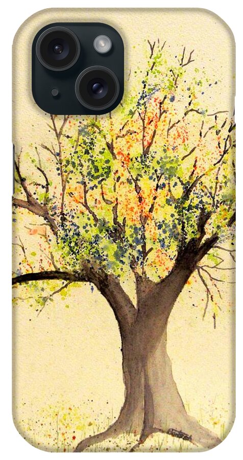 Landscape iPhone Case featuring the painting Autumn Backyard Tree by David Bartsch