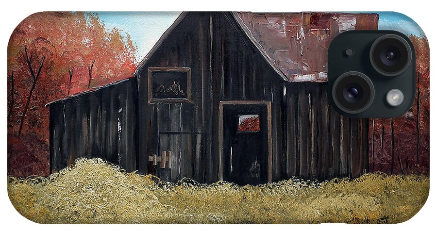 Autumn Barn iPhone Case featuring the painting Autumn - Barn -orange by Jan Dappen