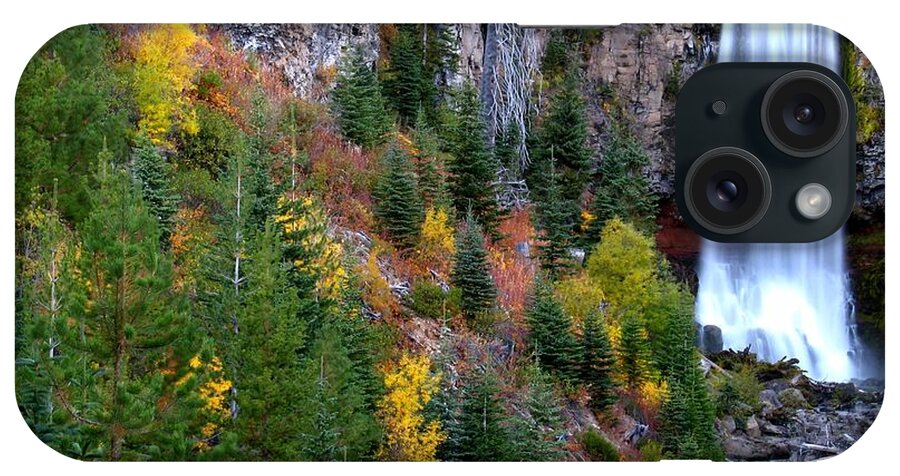 Fall Color Landscape iPhone Case featuring the photograph Autumn Colors Surround Tumalo Falls by Kevin Desrosiers