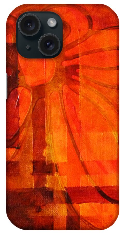 Orange Abstract iPhone Case featuring the painting Autumn Fire by Nancy Merkle