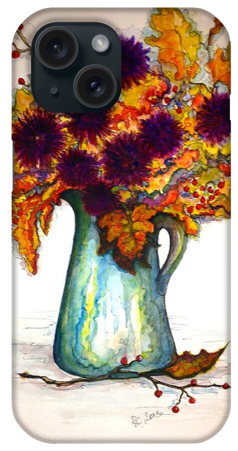 Flower Arrangement iPhone Case featuring the painting Autumn Foilage by Rae Chichilnitsky