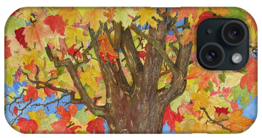 Leaves iPhone Case featuring the painting Autumn Leaves first by Mary Ellen Mueller Legault