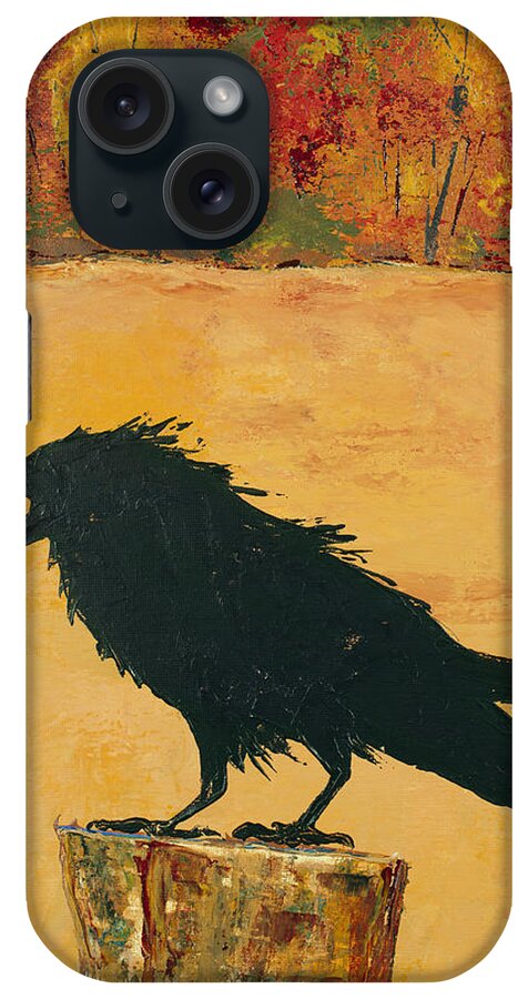 Raven iPhone Case featuring the painting Autumn Raven by Carolyn Doe