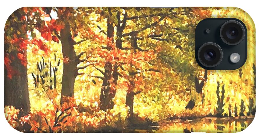 Landscape iPhone Case featuring the painting Autumn Reflections by SophiaArt Gallery