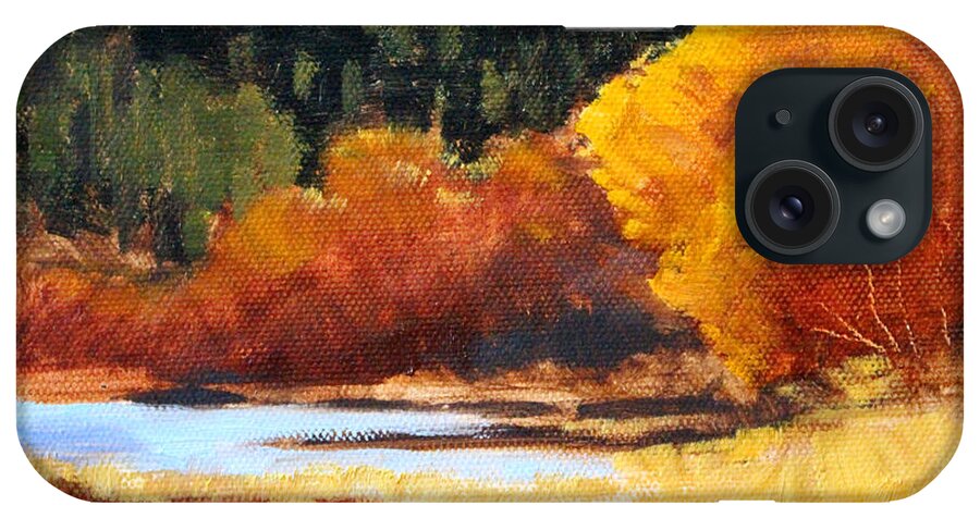 Oregon iPhone Case featuring the painting Autumn Riverside by Nancy Merkle