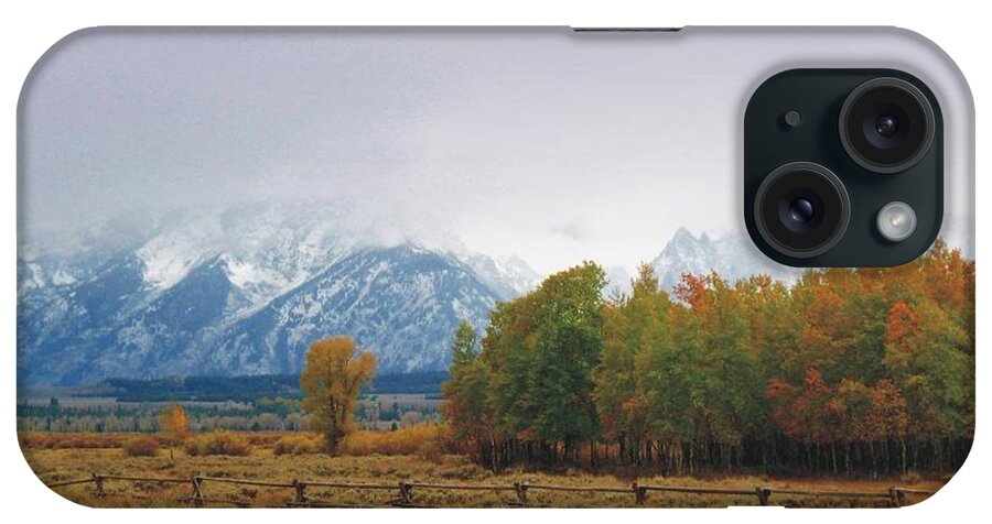Tetons iPhone Case featuring the photograph Autumn Snow in the Tetons by Joe Duket
