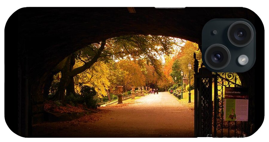 Bridge iPhone Case featuring the photograph Autumn View Under The Bridge by Joan-Violet Stretch