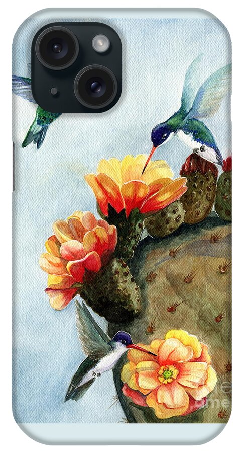 Hummingbirds iPhone Case featuring the painting Baby Makes Three by Marilyn Smith
