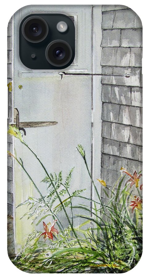 Original Painting iPhone Case featuring the painting Back Door Nantucket by Carol Flagg