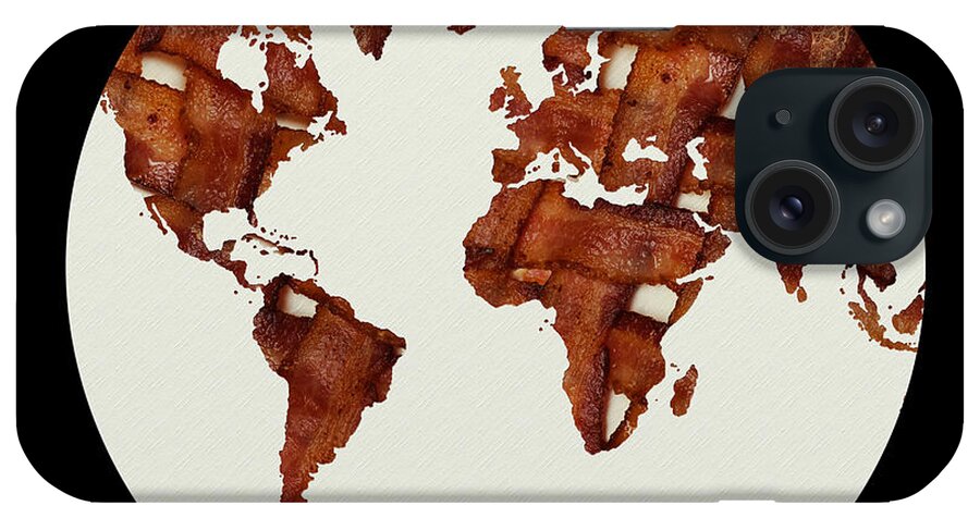 Bacon iPhone Case featuring the mixed media Bacon World 1 by Andee Design