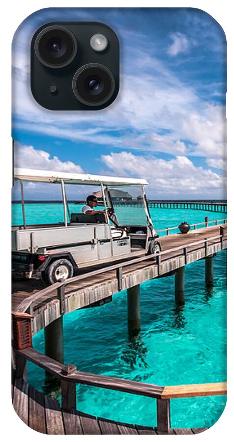 Exotic iPhone Case featuring the photograph Baggy on the Jetty over the Blue Lagoon by Jenny Rainbow