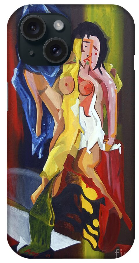 Young Lovers iPhone Case featuring the painting Jeunes Amoureux Se Baignant by James Lavott