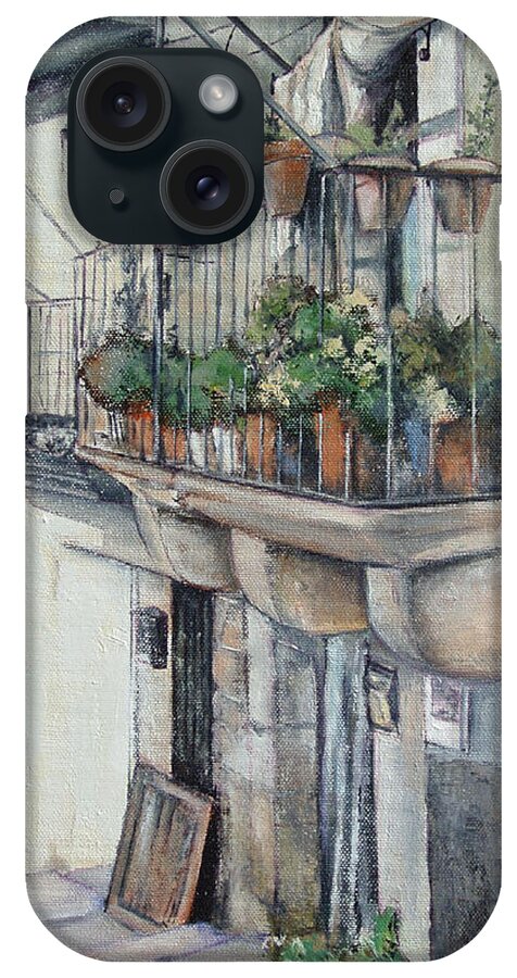 Fermoselle iPhone Case featuring the painting Balcon de piedra by Tomas Castano