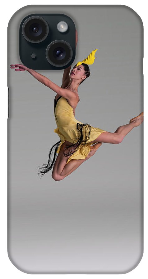 Ballet Dancer iPhone Case featuring the photograph Ballerina In Bird Costume Leaping by Nisian Hughes